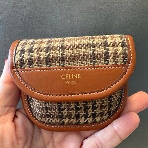 Celine Tan and Brown Houndstooth mini micro Pouch